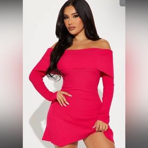 New Off the shoulder Mini Sweater A-line Dress